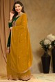 Green Faux georgette Embroidered Palazzo Suit with Dupatta