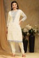 Embroidered Faux georgette Yellow Straight Pant Suit with Dupatta