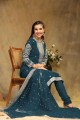 Faux georgette Straight Pant Suit with Embroidered in Morpichh