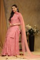 Sequins Palazzo Suit in Pink Faux georgette