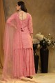 Sequins Palazzo Suit in Pink Faux georgette