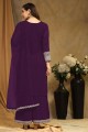 Embroidered Faux georgette Palazzo Suit in Purple