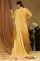 Yellow Palazzo Suit with Embroidered Faux georgette