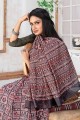 Digital print Chanderi Saree in Multicolor with Blouse
