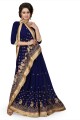 Embroidered Georgette Saree in Nevi with Blouse