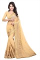 Saree in Chiku  Georgette with Embroidered