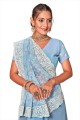 Georgette Saree in Sky blue with Embroidered