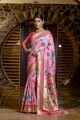 Pink Saree in Banarasi raw silk with Zari