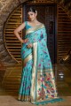 Zari Saree in Teal  Banarasi raw silk