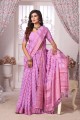 Pink Georgette Saree with Weaving