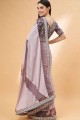 Silk Embroidered Mauve Saree with Blouse