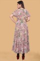 Printed Georgette Gown Dress in Dusty rose