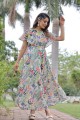 Printed Georgette Gown Dress in Multicolor