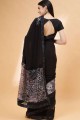Hand,sequins,embroidered Lycra Saree in Black