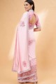 Lycra Hand,sequins,embroidered Pink Saree Blouse