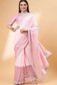 Lycra Hand,sequins,embroidered Pink Saree Blouse