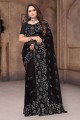Georgette Saree in Black  Embroidered