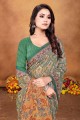 Turquoise  Chanderi Saree with Digital print
