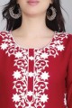 Rayon Red Kurti in Embroidered