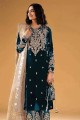 Velvet Morpich  Palazzo Suit in Embroidered