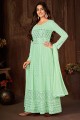 Anarkali Suit Green with Embroidered Faux georgette