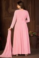 Embroidered Anarkali Suit in Pink Faux georgette