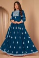 Embroidered Faux georgette Anarkali Suit in Rama