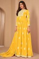 Yellow Anarkali Suit in Faux georgette with Embroidered
