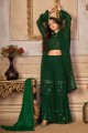 Faux georgette Embroidered Green Sharara Suit with Dupatta