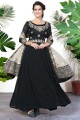 Embroidered Faux georgette Anarkali Suit in Black