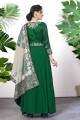 Embroidered Faux georgette Anarkali Suit in Green