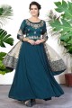 Embroidered Anarkali Suit in Rama  Faux georgette