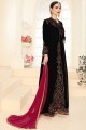 Embroidered Anarkali Suit in Black Faux georgette