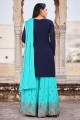 Blue Eid Sharara Suit with Embroidered Faux georgette