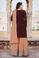 Embroidered Faux georgette Eid Sharara Suit in Brown
