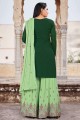 Green Faux georgette Eid Sharara Suit with Embroidered