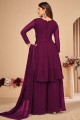 Embroidered Eid Sharara Suit in Purple Faux georgette