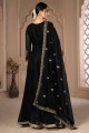 Faux georgette Black Eid Anarkali Suit in Embroidered
