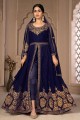 Eid Anarkali Suit Faux georgette with Embroidered in Blue