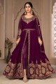 Purple Eid Anarkali Suit in Faux georgette with Embroidered
