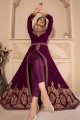 Purple Eid Anarkali Suit in Faux georgette with Embroidered