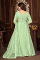 Net Anarkali Suit Embroidered  in Green