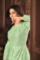 Net Anarkali Suit Embroidered  in Green