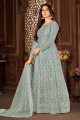 Anarkali Suit in Grey Net with Embroidered