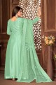 Net Embroidered Green Anarkali Suit with Dupatta