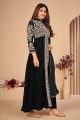 Black Anarkali Suit with Embroidered Faux georgette
