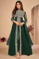 Green Faux georgette Embroidered Anarkali Suit with Dupatta