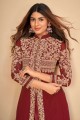 Maroon Anarkali Suit with Embroidered Faux georgette
