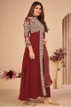 Maroon Anarkali Suit with Embroidered Faux georgette