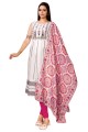 White Frock Kurti with Embroidered Linen